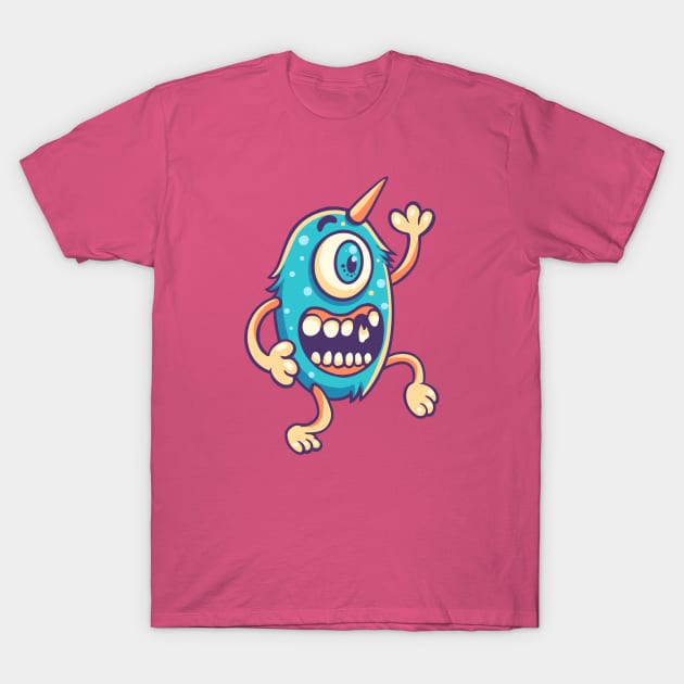 Blue Monster One Eye T-Shirt by yudabento